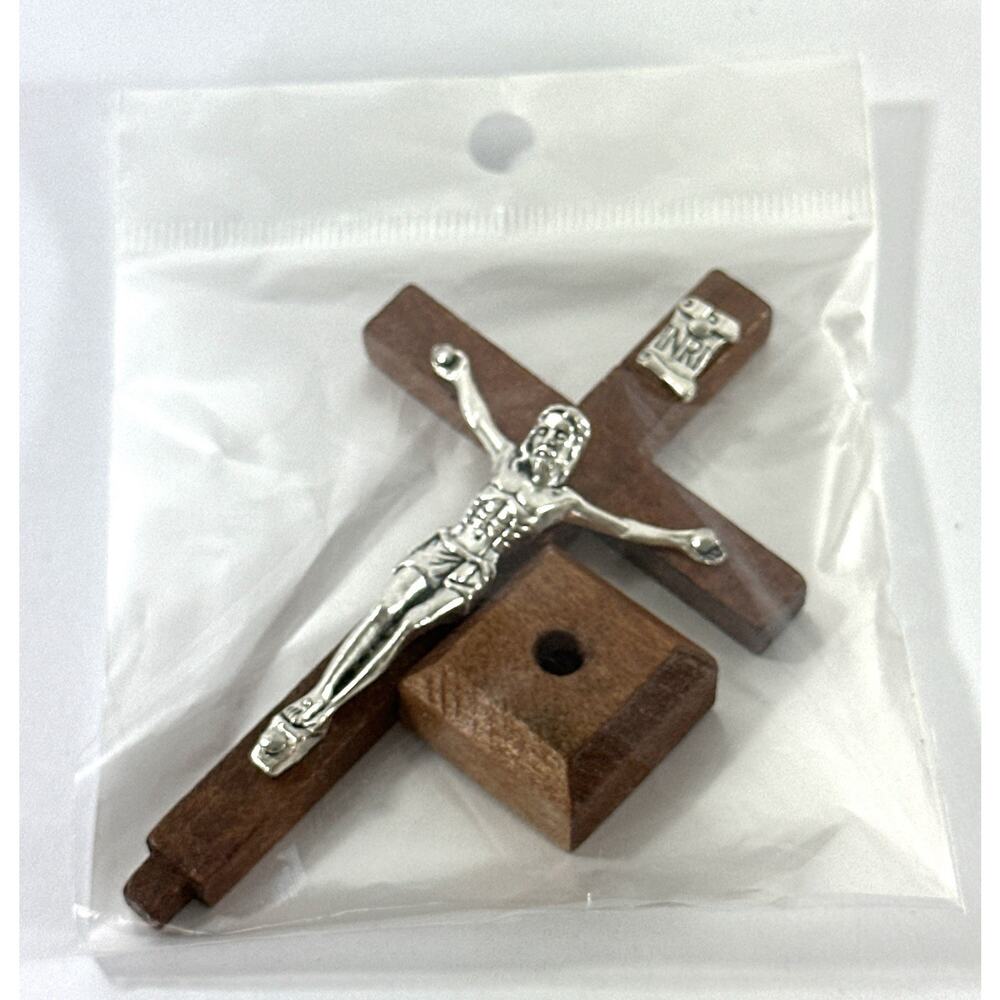 Wooden Standing Crucifix Cross INRI Jesus Christ Religious Catholic Decor 4” - Picture 8 of 8